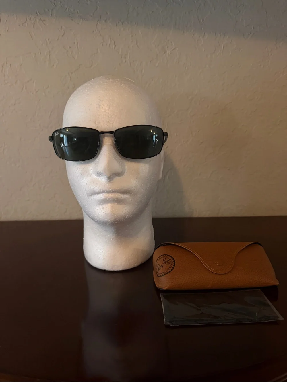 Ray-Ban RB3498 002/71 Black Green G-15 Rectangular Sunglasses 61-17 w Cloth/Case